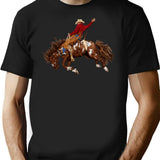 Vintage Rodeo Cowboy Minimalist Graphic T-Shirt - Unisex Streetwear Tee - Black