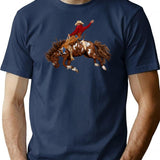Vintage Rodeo Cowboy Minimalist Graphic T-Shirt - Unisex Streetwear Tee - Navy
