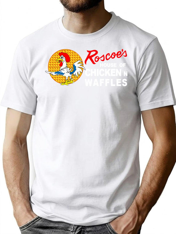 Vintage Roscoe'S House Of Chicken 'N Waffles Restaurant Design T-Shirt for Men & Women, T-Shirts Graphic Tee - White
