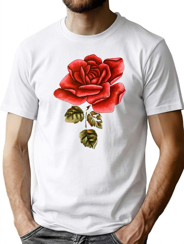 Vintage Rose Minimalist Graphic T-Shirt - Unisex Streetwear Tee - White