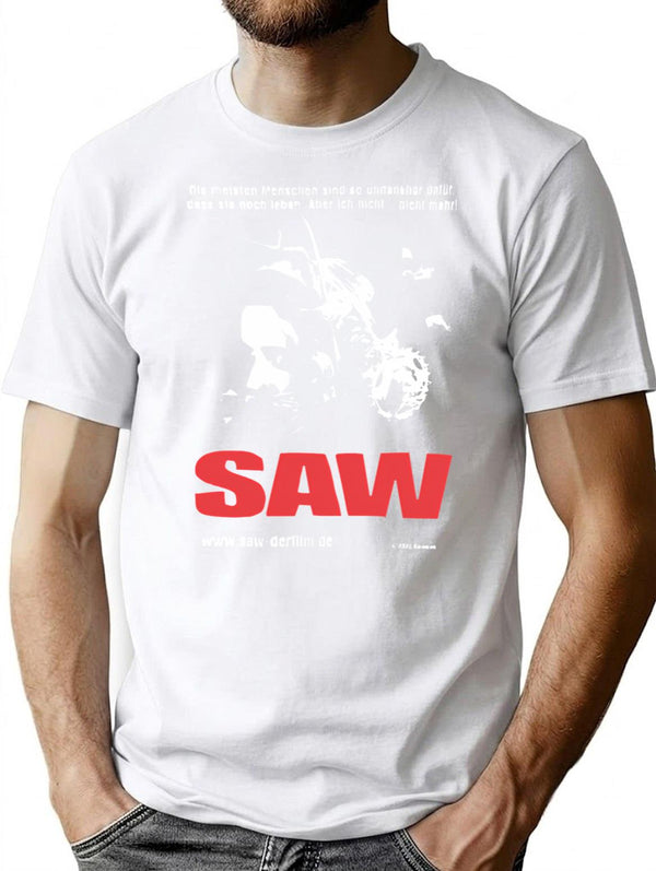 Vintage Saw 2004 Movie Promo T-Shirt for Men & Women, T-Shirts Graphic Tee - White