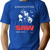 Vintage Saw 2004 Movie Promo T-Shirt for Men & Women, T-Shirts Graphic Tee - Blue