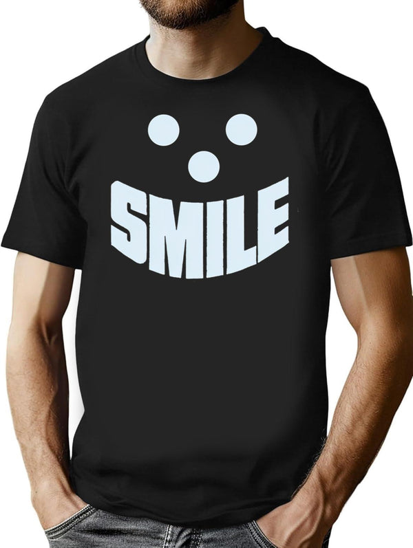 Vintage Smile Minimalist Graphic T-Shirt - Unisex Streetwear Tee - Black