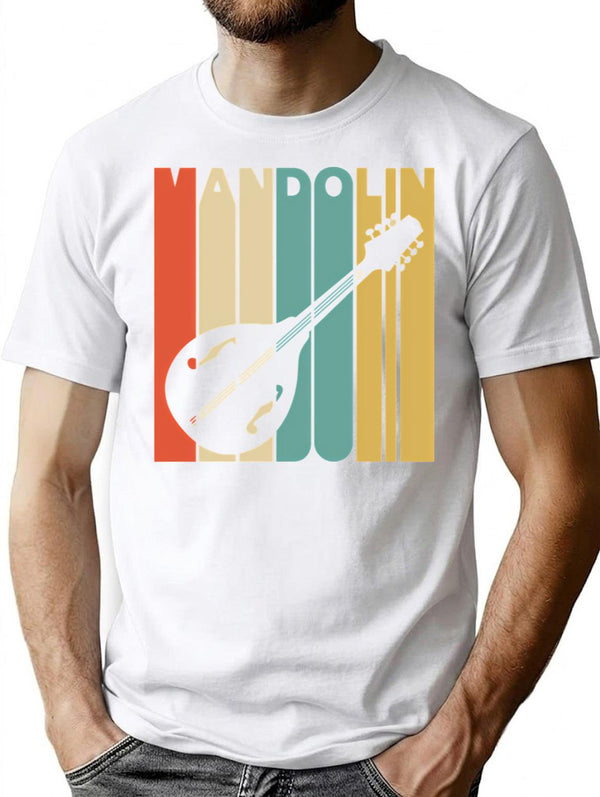 Vintage Style Mandolin Silhouette Shirt T-Shirt for Men & Women, T-Shirts Graphic Tee - White