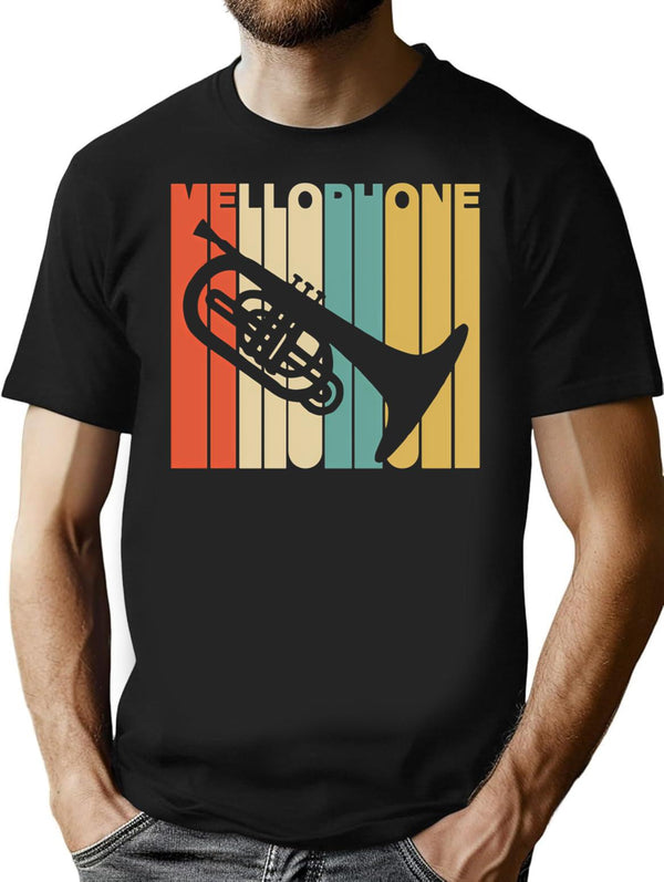 Vintage Style Mellophone Silhouette Shirt Minimalist Graphic T-Shirt - Unisex Streetwear Tee - Black
