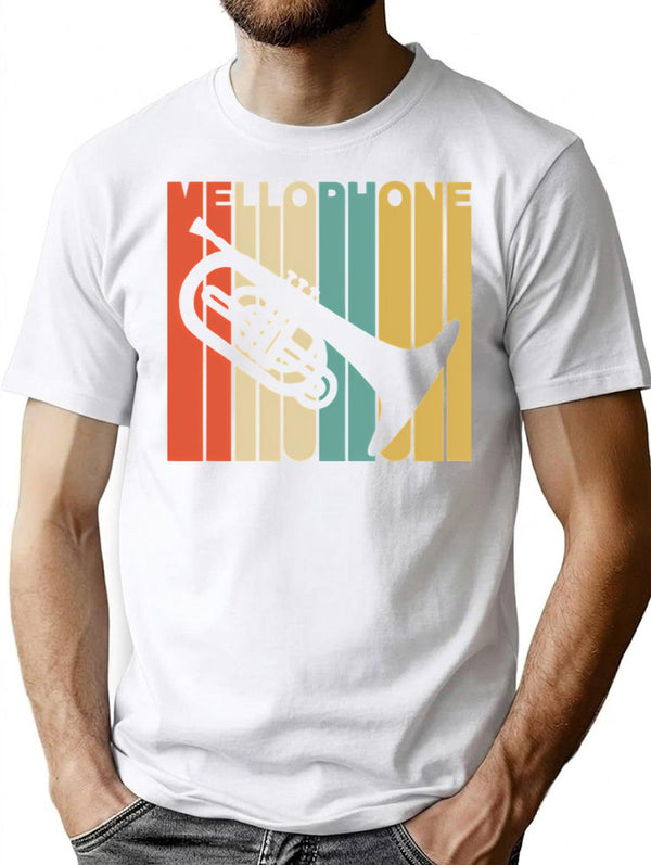 Vintage Style Mellophone Silhouette Shirt Minimalist Graphic T-Shirt - Unisex Streetwear Tee - White