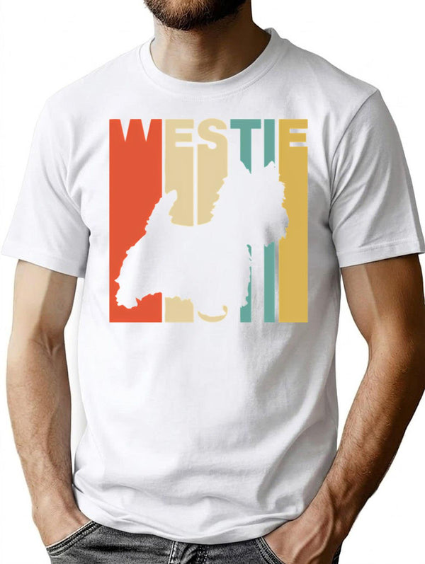 Vintage Style Westie Silhouette Shirt Minimalist Graphic T-Shirt - Unisex Streetwear Tee - White