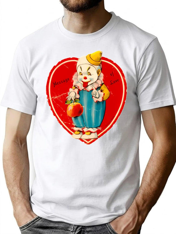 Vintage Valentine Evil Clown T-Shirt for Men & Women, T-Shirts Graphic Tee - White