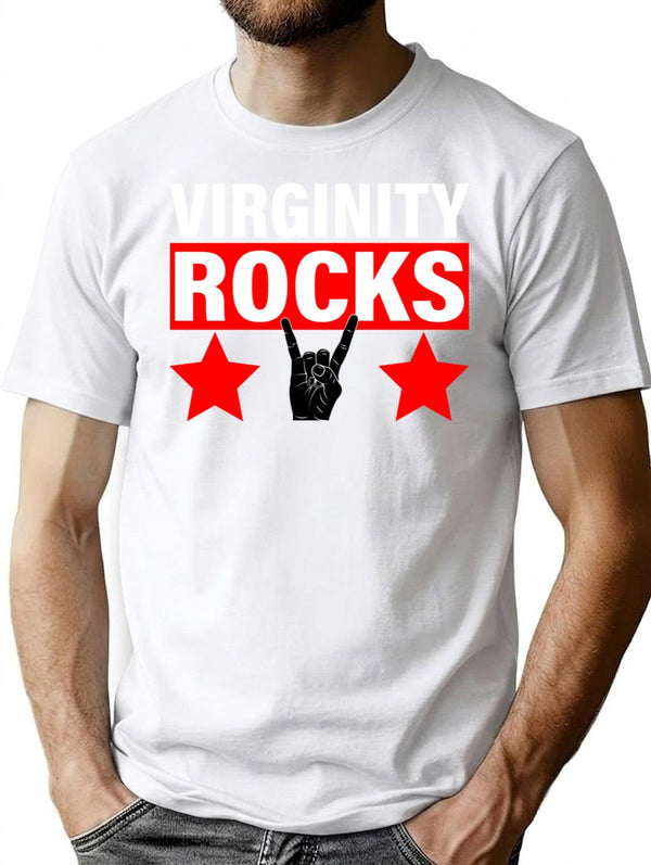 Virginity Rocks Hand Sign Premium Heavyweight Cotton T-Shirt - White