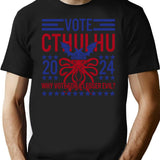Vote Cthulhu 2024 Funny Election Lovecraftian Gift T-Shirt for Men & Women, T-Shirts Graphic Tee - Black
