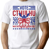 Vote Cthulhu 2024 Funny Election Lovecraftian Gift T-Shirt for Men & Women, T-Shirts Graphic Tee - White