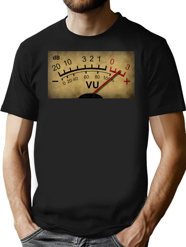 Vu Meter Db Dj Playing Recorded Music Retro Vintage Minimalist Graphic T-Shirt - Unisex Streetwear Tee - Black
