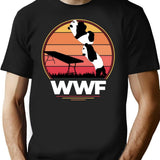 WWF Wrestling Pandas Premium Heavyweight Cotton T-Shirt - Black
