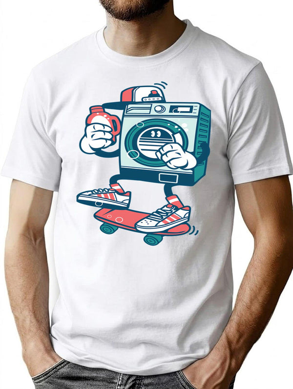 Washing Machine T-Shirt for Men & Women, T-Shirts Graphic Tee - White