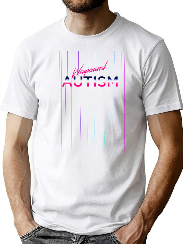 Weaponized Autism - Funny Autism Retrofuturistic Design T-Shirt for Men & Women, T-Shirts Graphic Tee - White
