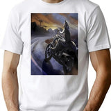 Werewolf Riding Motorcycle Meme T-Shirt for Men & Women, T-Shirts Graphic Tee - White
