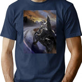 Werewolf Riding Motorcycle Meme T-Shirt for Men & Women, T-Shirts Graphic Tee - Navy