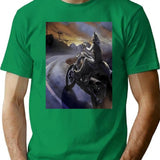 Werewolf Riding Motorcycle Meme T-Shirt for Men & Women, T-Shirts Graphic Tee - Green