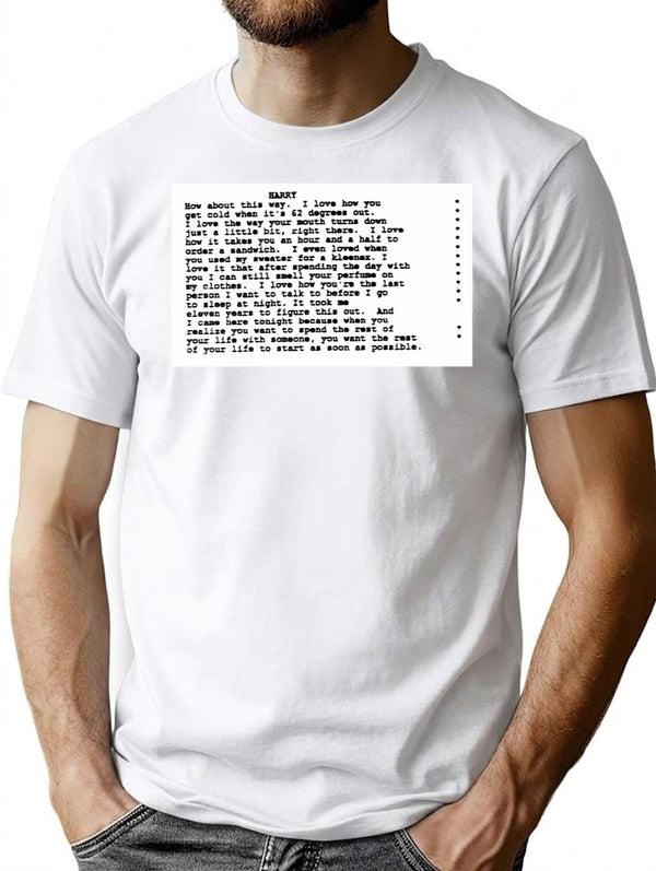 When Harry Met Sally Script Premium Heavyweight Cotton T-Shirt - White