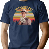 Who Shot J R Shirts J. R. Ewing Dallas Shirt Movie Poster Gifts Funny Shirts Custom Shirt 70S Vintage Retro Movie T Shirt T-Shirt for Men & Women, T-Shirts Graphic Tee - Navy