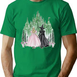 Wicked Castle Watercolor Art T-Shirt for Men & Women, T-Shirts Graphic Tee - Green