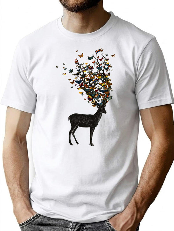 Wild Nature - Yellow Minimalist Graphic T-Shirt - Unisex Streetwear Tee - White