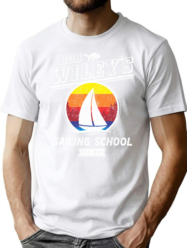 Wiley'S Sailing School Minimalist Graphic T-Shirt - Unisex Streetwear Tee - White