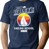 Wiley'S Sailing School Minimalist Graphic T-Shirt - Unisex Streetwear Tee - Navy