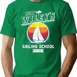 Wiley'S Sailing School Minimalist Graphic T-Shirt - Unisex Streetwear Tee - Green