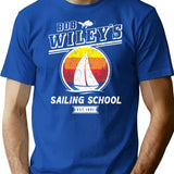 Wiley'S Sailing School Minimalist Graphic T-Shirt - Unisex Streetwear Tee - Blue