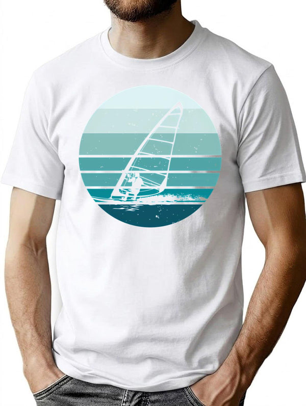Windsurf Windsurfing - Vintage Style Blue Sun T-Shirt for Men & Women, T-Shirts Graphic Tee - White