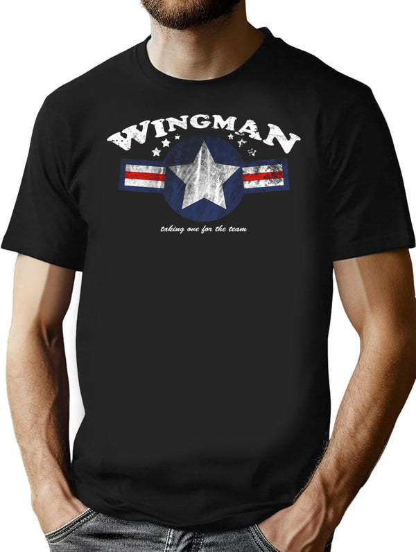 Wingman Minimalist Graphic T-Shirt - Unisex Streetwear Tee - Black