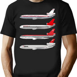 Wings In Uniform - Dc-10 - Northwest Airlines - Through The Ages Minimalist Graphic T-Shirt - Unisex Streetwear Tee - Black