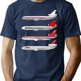 Wings In Uniform - Dc-10 - Northwest Airlines - Through The Ages Minimalist Graphic T-Shirt - Unisex Streetwear Tee - Navy
