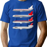 Wings In Uniform - Dc-10 - Northwest Airlines - Through The Ages Minimalist Graphic T-Shirt - Unisex Streetwear Tee - Blue