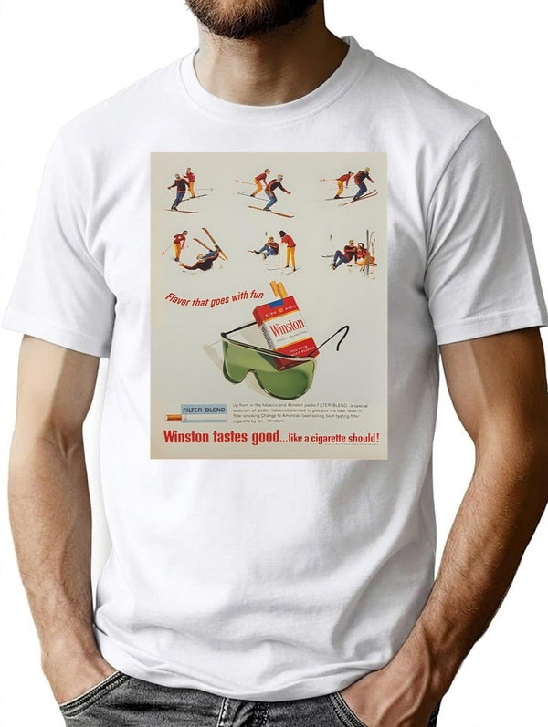 Winston Tastes Good - Skiing Cigarette T-Shirt for Men & Women, T-Shirts Graphic Tee - White