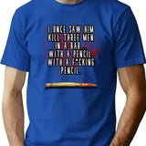 With A Pencil T-Shirt for Men & Women, T-Shirts Graphic Tee - Blue