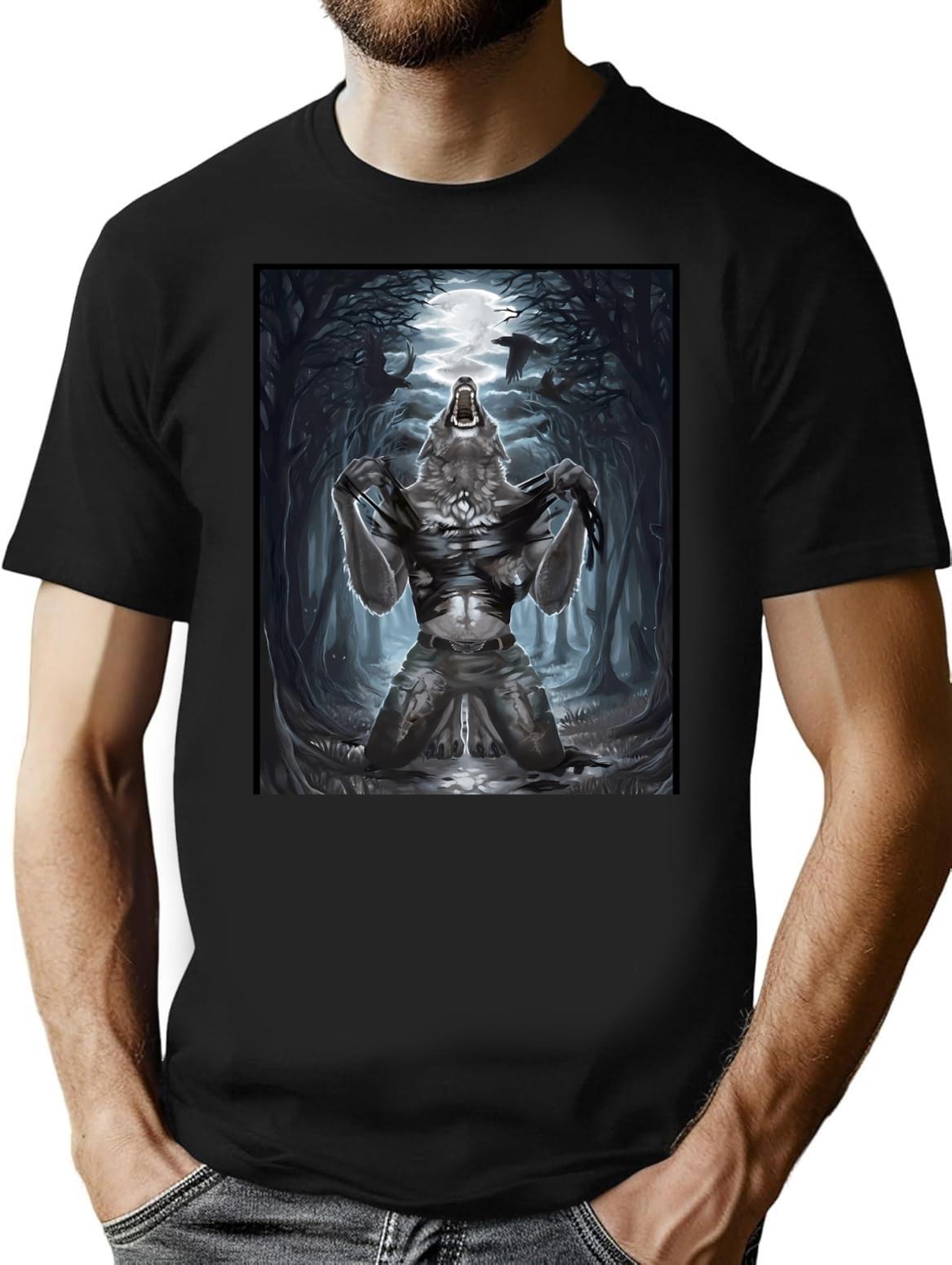 Wolf Ripping Off Shirt Meme T-Shirt for Men & Women, T-Shirts Graphic Tee - Black