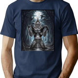 Wolf Ripping Off Shirt Meme T-Shirt for Men & Women, T-Shirts Graphic Tee - Navy