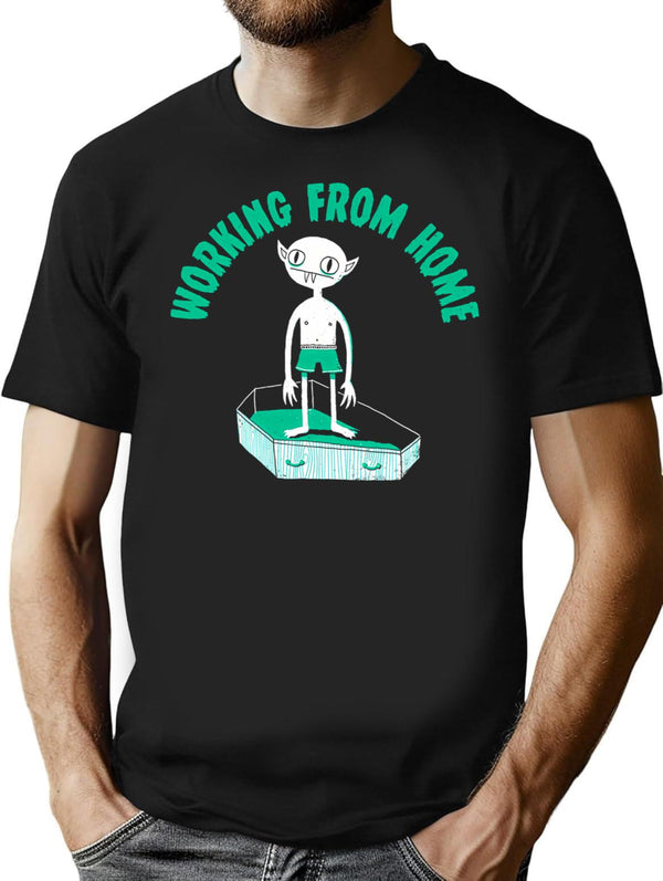 Working From Home Minimalist Graphic T-Shirt - Unisex Streetwear Tee - Black