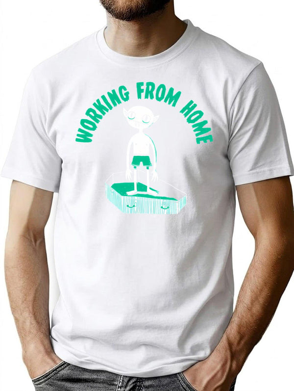 Working From Home Minimalist Graphic T-Shirt - Unisex Streetwear Tee - White
