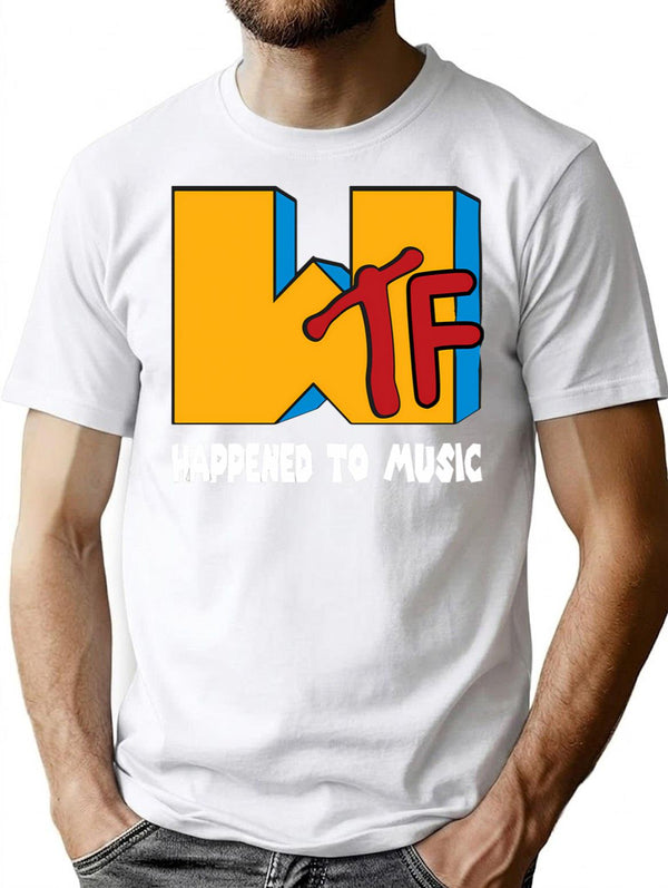 Wtf Happened To Music Minimalist Graphic T-Shirt - Unisex Streetwear Tee - White