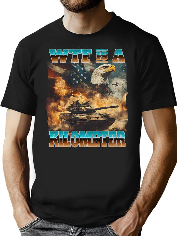 Wtf Is A Kilometer (1) Minimalist Graphic T-Shirt - Unisex Streetwear Tee - Black