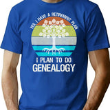 Yes I Have A Retirement Plan. I Plan To Do Genealogy Minimalist Graphic T-Shirt - Unisex Streetwear Tee - Blue