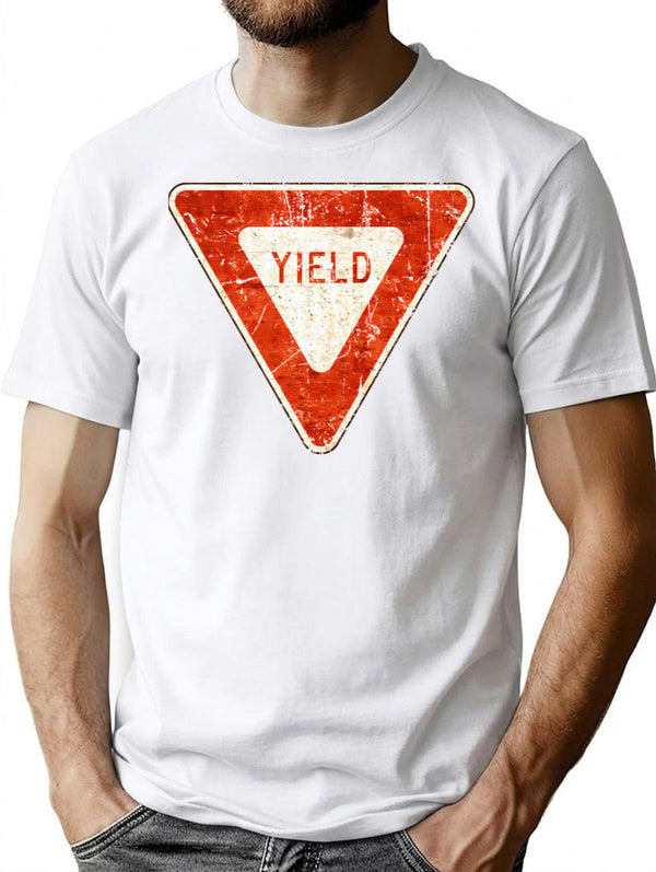 Yield Street Sign Vintage Gift T-Shirt for Men & Women, T-Shirts Graphic Tee - White