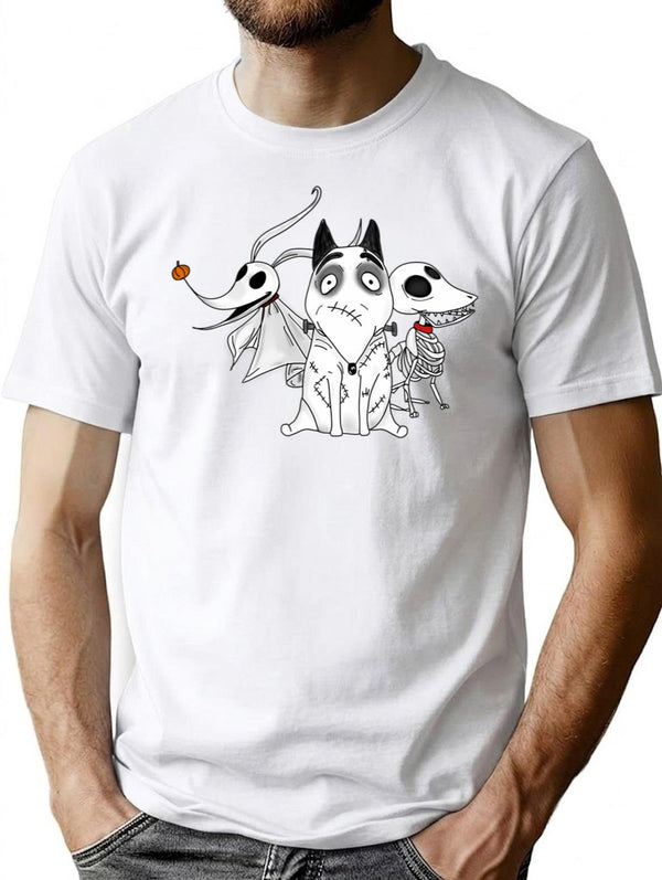Zero Scraps And Sparky Dog Tim Burton Movies T-Shirt for Men & Women, T-Shirts Graphic Tee - White