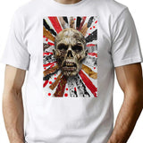 Zombie Collage - Undead Collage (1) Minimalist Graphic T-Shirt - Unisex Streetwear Tee - White
