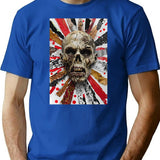 Zombie Collage - Undead Collage (1) Minimalist Graphic T-Shirt - Unisex Streetwear Tee - Blue