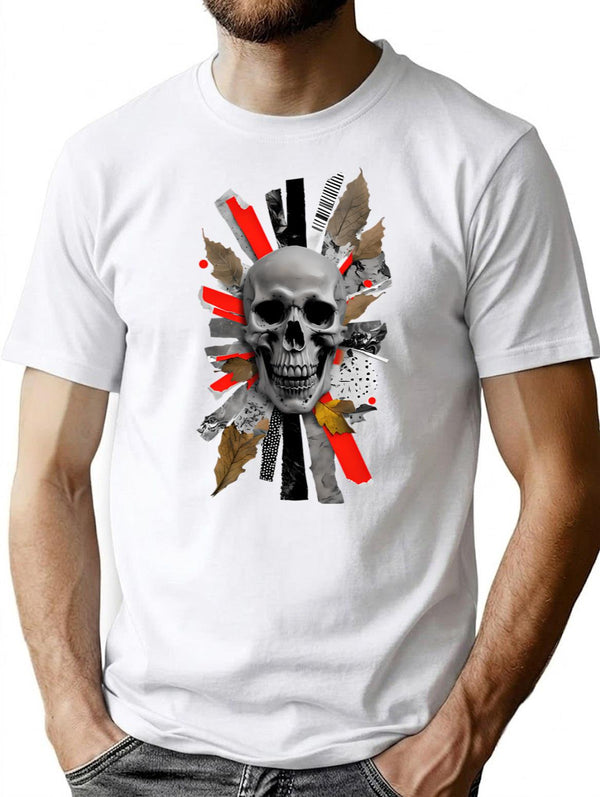 Zombie - Skull Collage T-Shirt for Men & Women, T-Shirts Graphic Tee - White