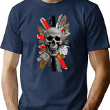 Zombie - Skull Collage T-Shirt for Men & Women, T-Shirts Graphic Tee - Navy